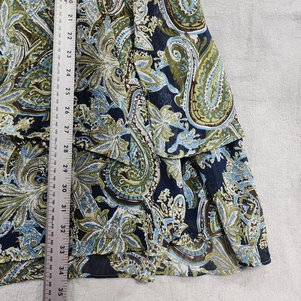 Vintage CJ Banks Skirt Womens X (14W) Blue Paisley Floral Ruffle Hem Chiffon